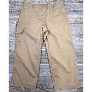 Talbots Supersoft Cargo Pants Womens 18 Linen Blend Cropped Casual Utility 38x25